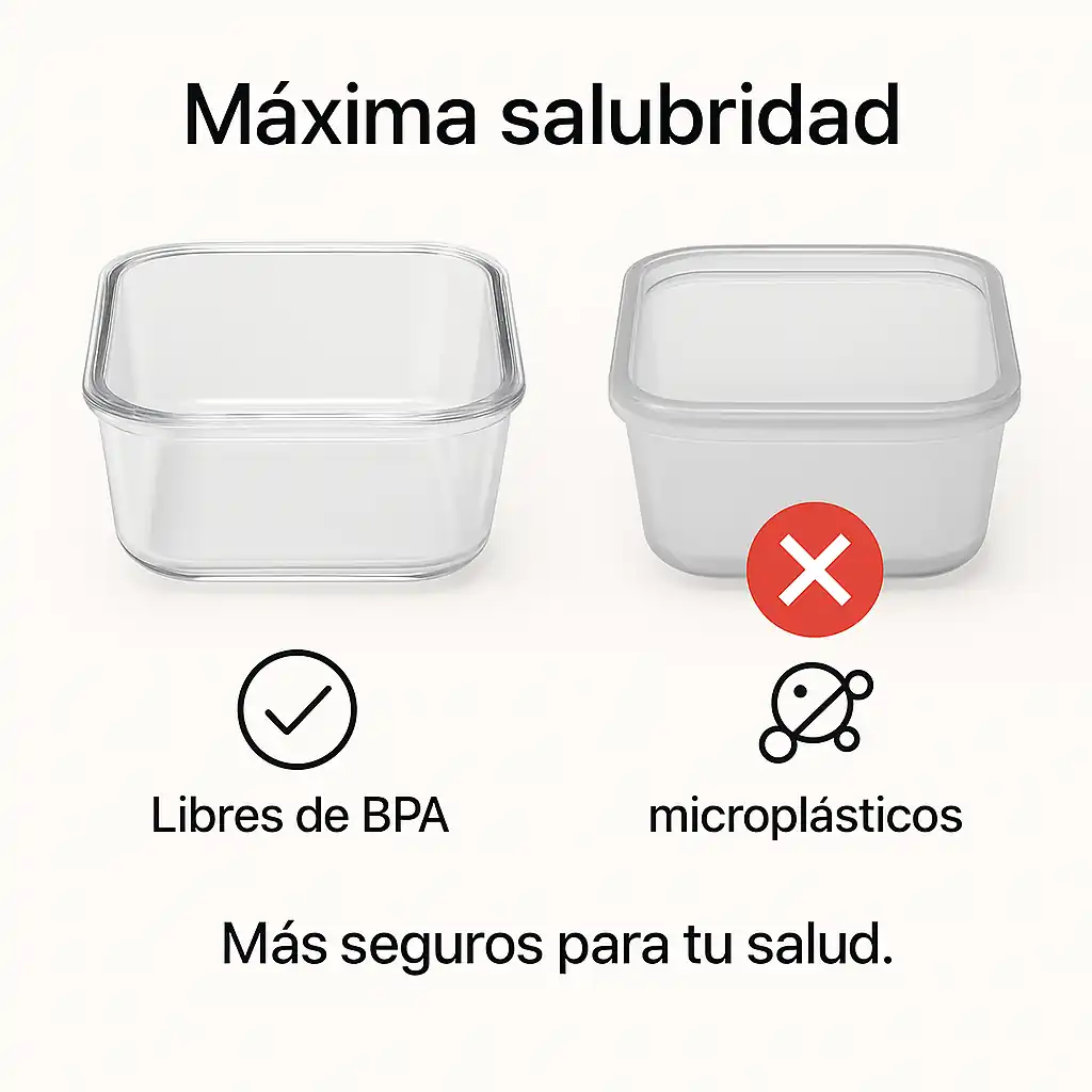 Una infografía sobre la salubridad de los tapers de cristal frente a los de vidrio