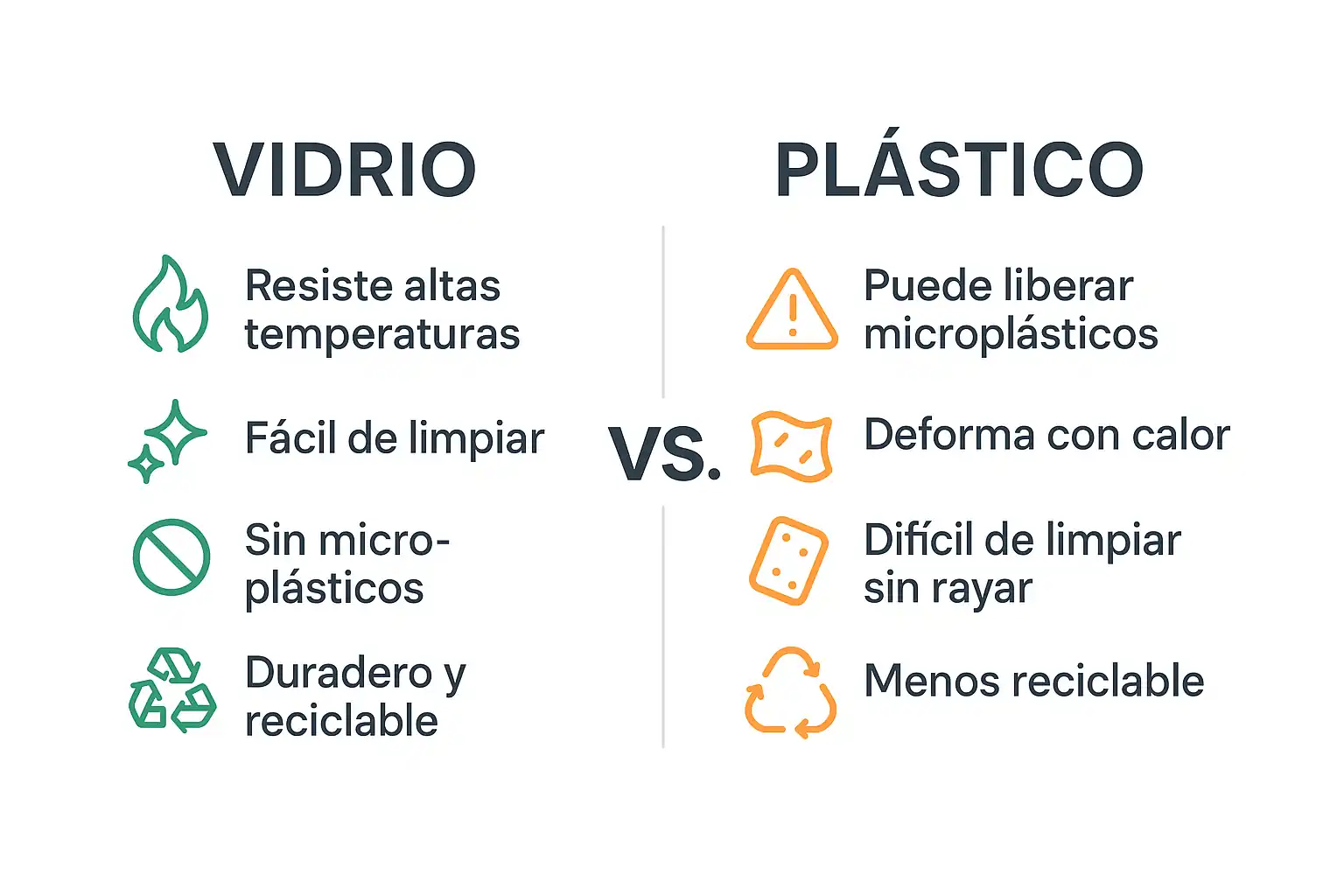 Una infografía que explica las ventajas de los tapers de cristal frente a las de los tapers de plástico